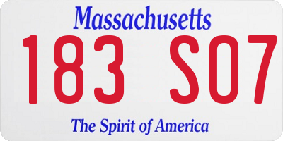 MA license plate 183SO7