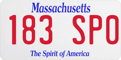 MA license plate 183SP0