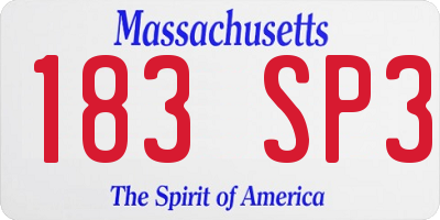 MA license plate 183SP3