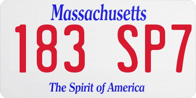 MA license plate 183SP7