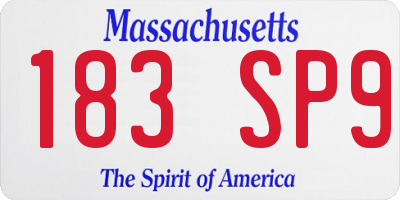 MA license plate 183SP9