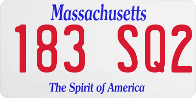 MA license plate 183SQ2