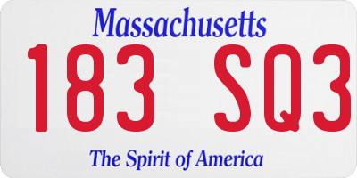 MA license plate 183SQ3