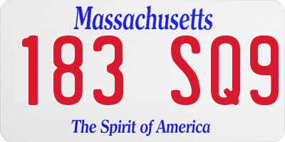 MA license plate 183SQ9