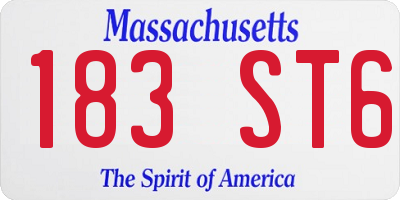 MA license plate 183ST6