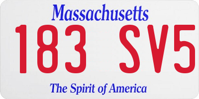 MA license plate 183SV5