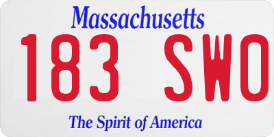 MA license plate 183SW0