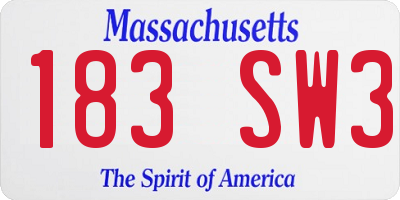 MA license plate 183SW3