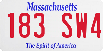 MA license plate 183SW4