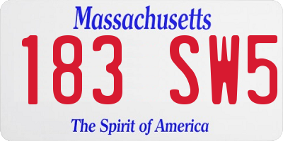 MA license plate 183SW5