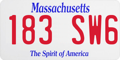 MA license plate 183SW6