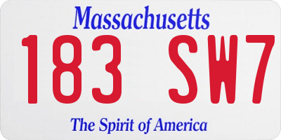 MA license plate 183SW7