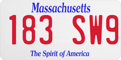 MA license plate 183SW9