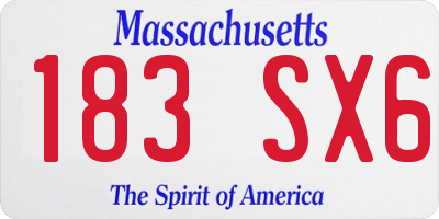 MA license plate 183SX6