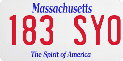MA license plate 183SY0