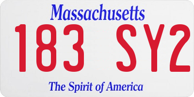 MA license plate 183SY2