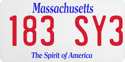 MA license plate 183SY3