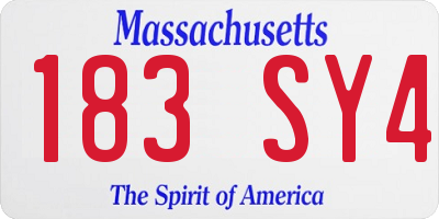 MA license plate 183SY4