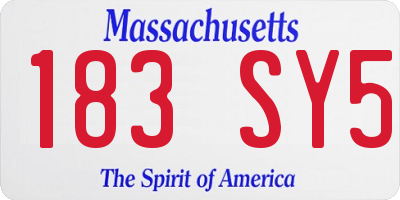 MA license plate 183SY5