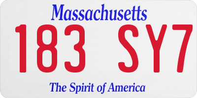 MA license plate 183SY7
