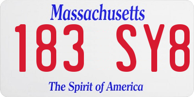 MA license plate 183SY8