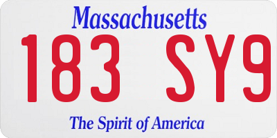 MA license plate 183SY9