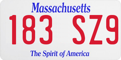 MA license plate 183SZ9