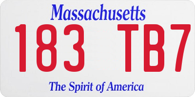 MA license plate 183TB7