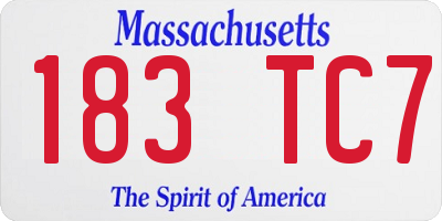 MA license plate 183TC7