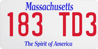 MA license plate 183TD3