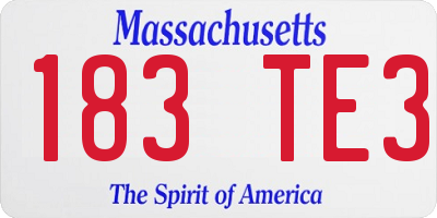 MA license plate 183TE3