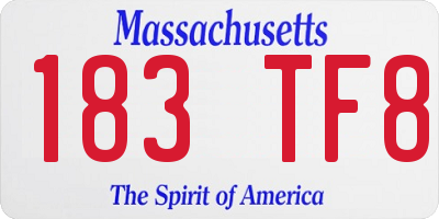 MA license plate 183TF8