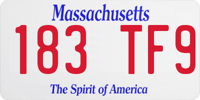 MA license plate 183TF9