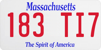 MA license plate 183TI7