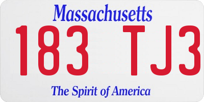 MA license plate 183TJ3