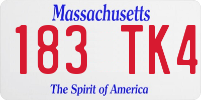 MA license plate 183TK4