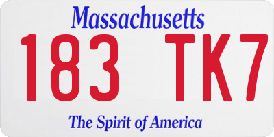 MA license plate 183TK7