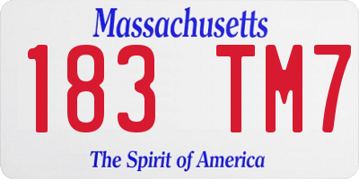 MA license plate 183TM7