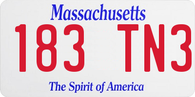 MA license plate 183TN3