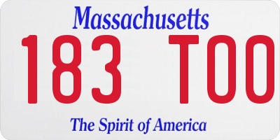 MA license plate 183TO0