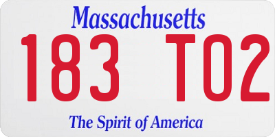 MA license plate 183TO2