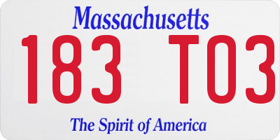 MA license plate 183TO3