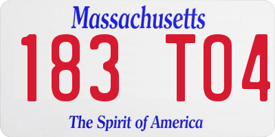 MA license plate 183TO4