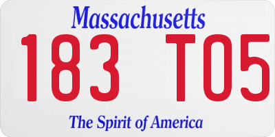 MA license plate 183TO5