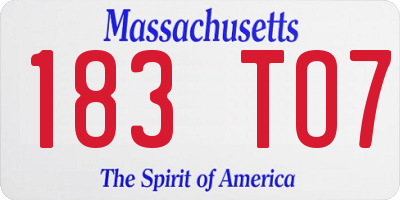 MA license plate 183TO7