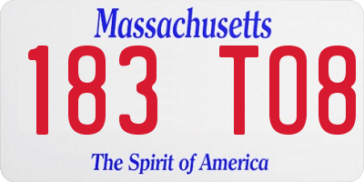 MA license plate 183TO8