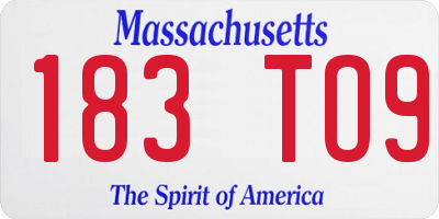 MA license plate 183TO9