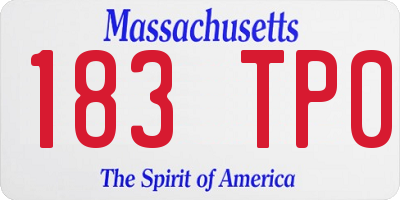 MA license plate 183TP0