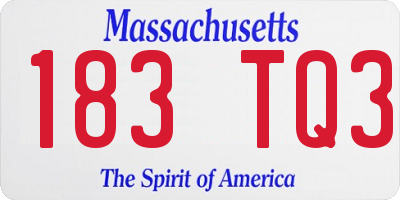 MA license plate 183TQ3