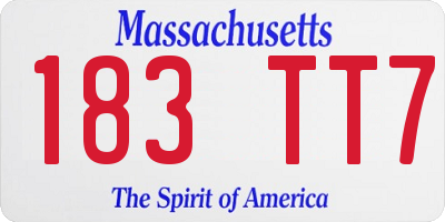 MA license plate 183TT7